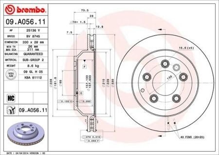 Диск BREMBO 09.A056.11 (фото 1)