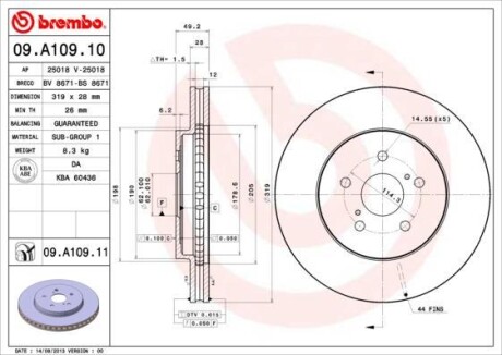 Гальмівний диск BREMBO 09A10910