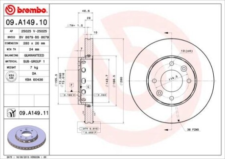 Тормозной диск BREMBO 09A14911