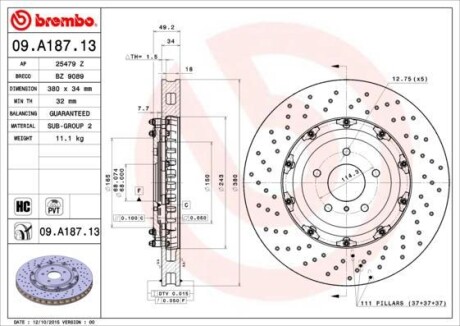 Тормозной диск BREMBO 09A18713