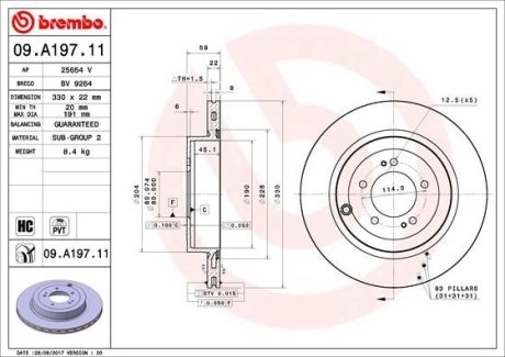 Диск тормозной BREMBO 09A19711