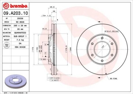 Тормозной диск BREMBO 09A20310