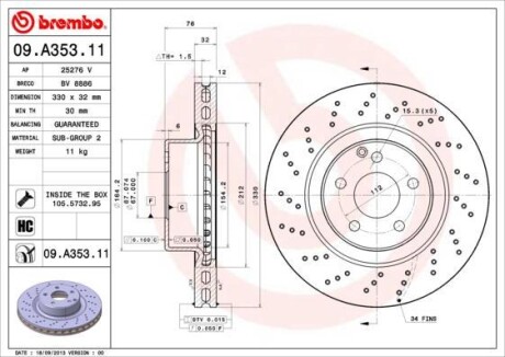 Тормозной диск BREMBO 09A35311