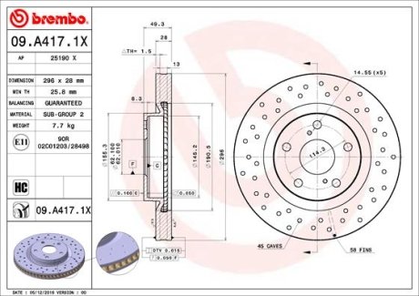 Диск гальмівний BREMBO 09A4171X