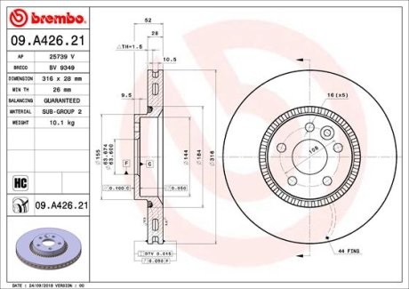 Тормозной диск BREMBO 09A42621