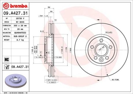 Тормозной диск BREMBO 09A42731