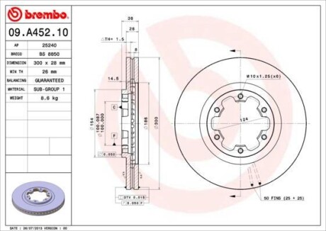 Тормозной диск BREMBO 09A45210