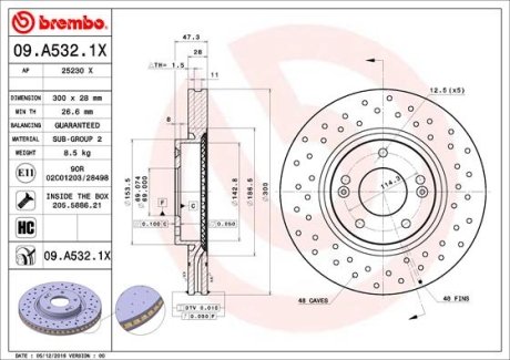 Диск тормозной BREMBO 09A5321X