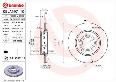 Автозапчасть BREMBO 09.A597.10