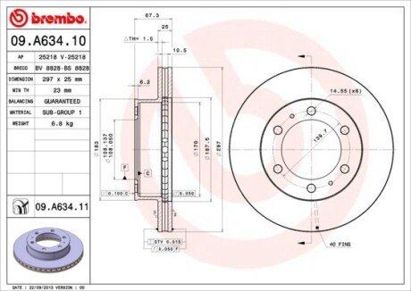 Диск тормозной BREMBO 09A63410