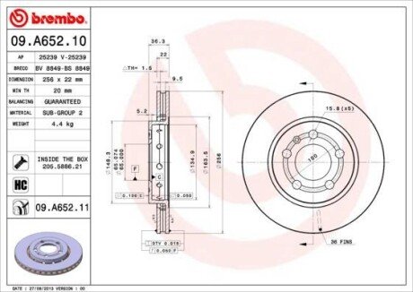 Автозапчасть BREMBO 09.A652.10