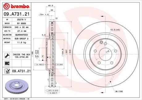 Тормозной диск BREMBO 09A73121