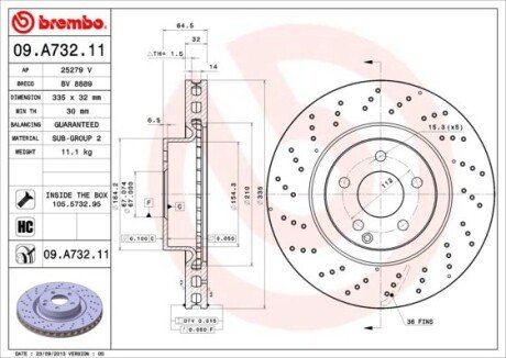 Диск гальмівний BREMBO 09A73211