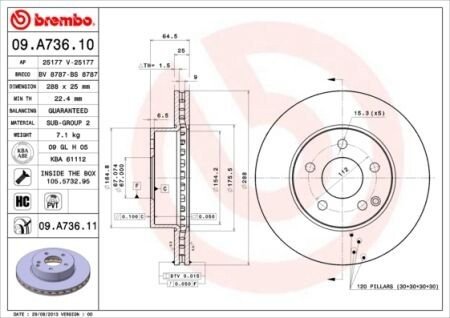 Гальмівний диск BREMBO 09A73611