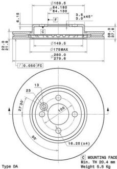 Диск гальмівний BREMBO 09A76111