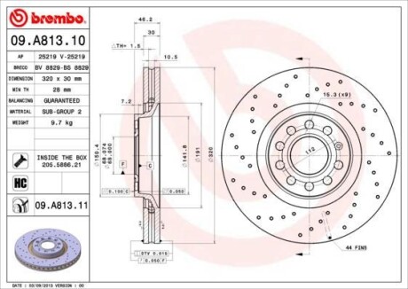 Гальмівний диск BREMBO 09A81311 (фото 1)