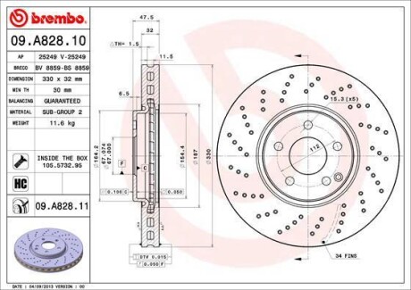 Тормозной диск BREMBO 09A82811