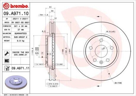 Автозапчасть BREMBO 09.A971.10