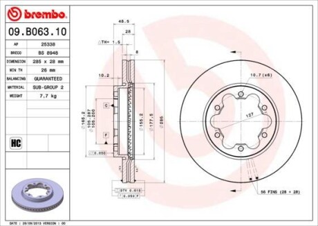 Тормозной диск BREMBO 09B06310