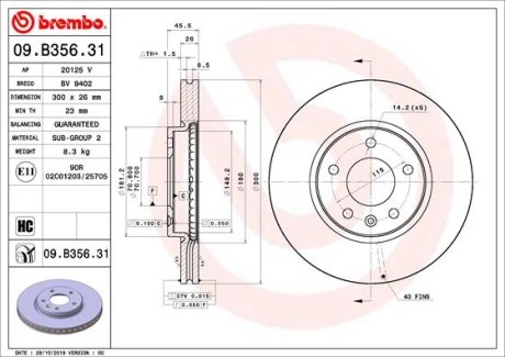 Тормозной диск BREMBO 09B35631