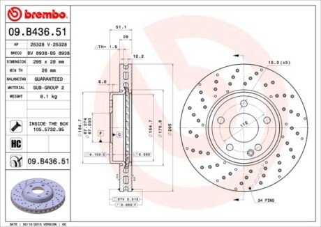 Тормозной диск BREMBO 09B43651