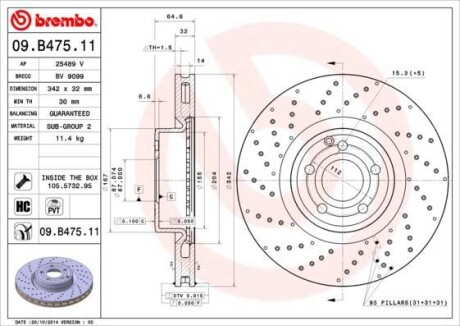 Тормозной диск BREMBO 09B47511