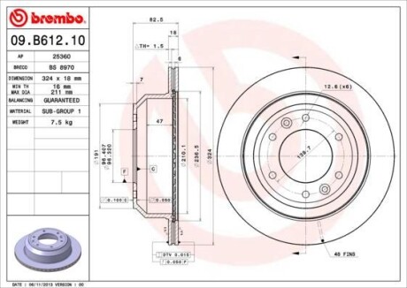 Диск тормозной BREMBO 09B61210