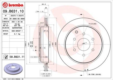 Диск гальмівний BREMBO 09B63111