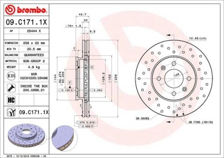 Тормозной диск BREMBO 09C1711X