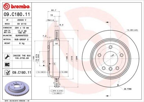 Тормозной диск BREMBO 09C18011