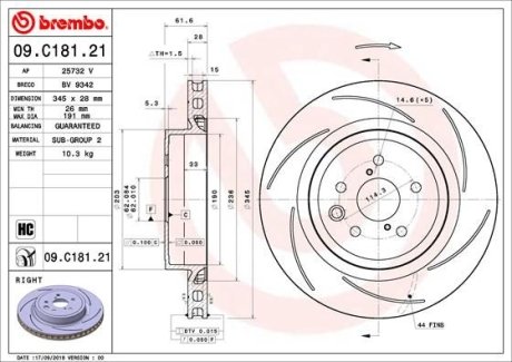 Тормозной диск BREMBO 09C18121