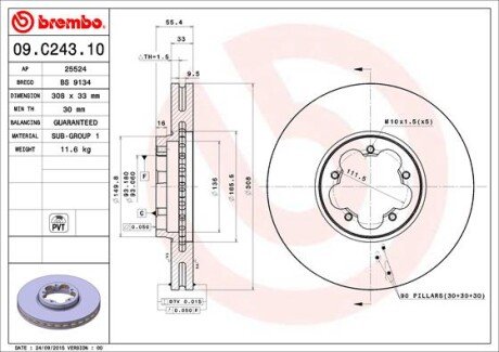 Диск тормозной BREMBO 09C24310