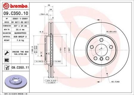 Тормозной диск BREMBO 09C35011