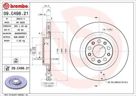 Тормозной диск BREMBO 09C39313 (фото 1)