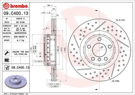 Тормозной диск BREMBO 09C40013