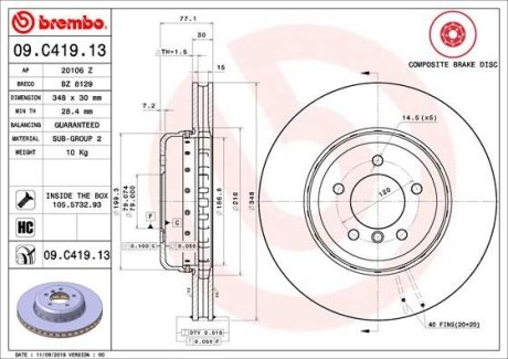 Тормозной диск BREMBO 09C41913