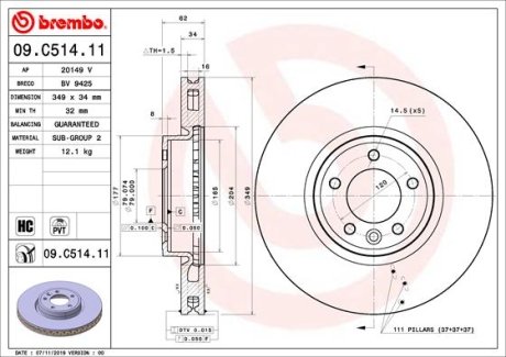 Тормозной диск BREMBO 09C51411