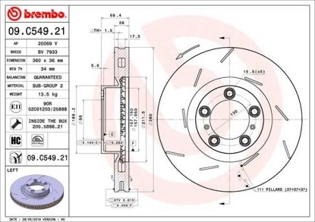 Тормозной диск BREMBO 09C54921