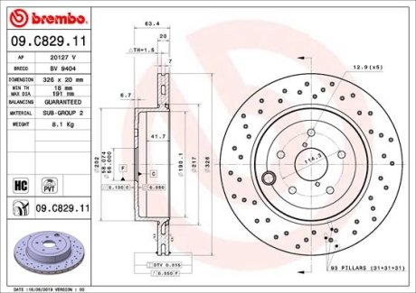 Тормозной диск BREMBO 09C82911