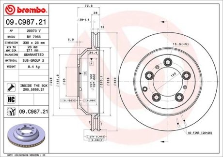 Тормозной диск BREMBO 09C98721