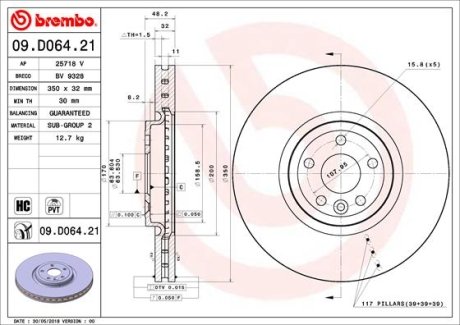 Тормозной диск BREMBO 09D06421