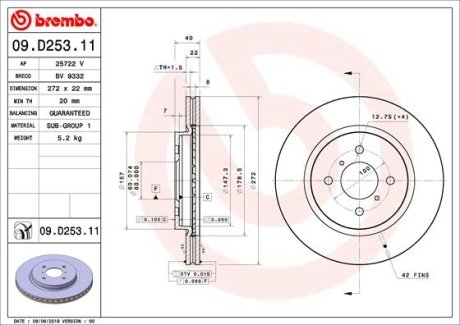 Тормозной диск BREMBO 09D25311