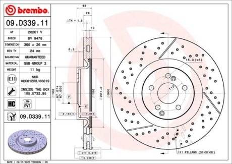 TARCZA HAMULCOWA TYL BREMBO 09D33911