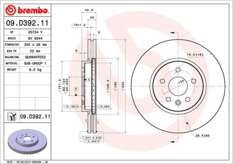 Тормозной диск BREMBO 09D39211