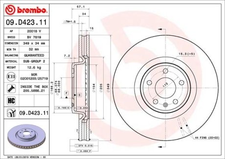 Тормозной диск BREMBO 09D42311