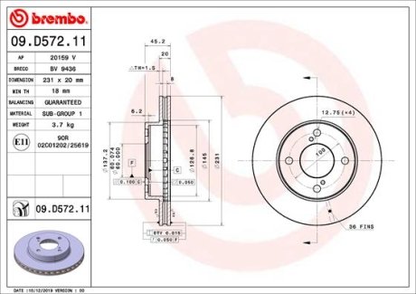 TARCZA HAMULCOWA PRZOD BREMBO 09D57211