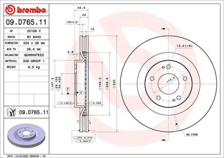 Тормозной диск BREMBO 09D76511