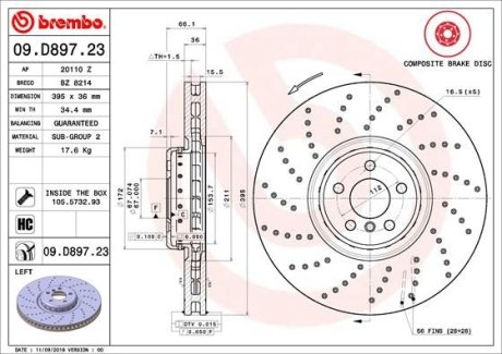 Тормозной диск BREMBO 09D89723