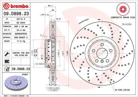 Тормозной диск BREMBO 09D89823