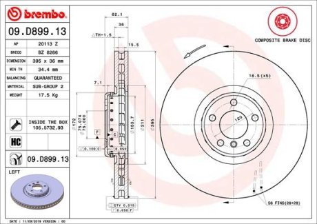 Диск гальмівний BREMBO 09D89913